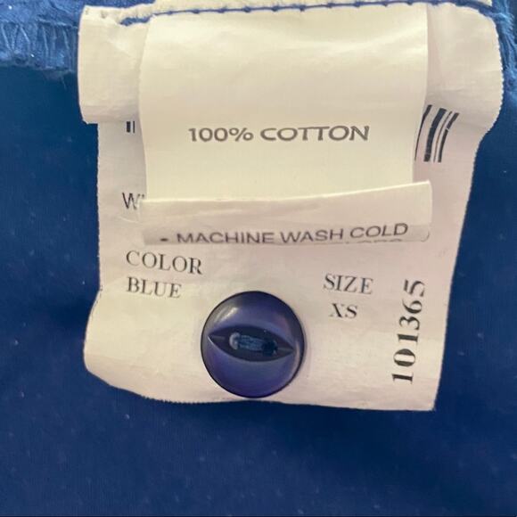 Annabelle Blue & Pink Cap Sleeve Button Up Shirt Women's Size XSmall - Picture 6 of 8